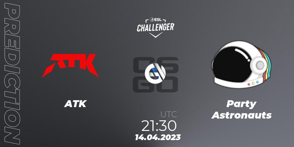 ATK contre Party Astronauts : prédiction de match. 14.04.2023 at 21:30. Counter-Strike (CS2), ESL Challenger Katowice 2023: North American Qualifier