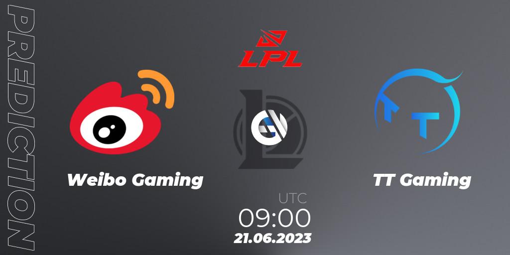 Weibo Gaming contre TT Gaming : prédiction de match. 21.06.23. LoL, LPL Summer 2023 Regular Season