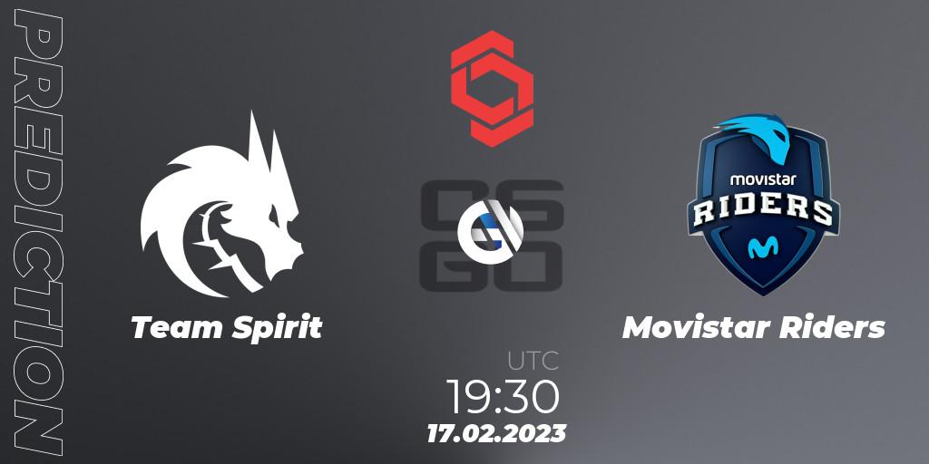 Team Spirit contre Movistar Riders : prédiction de match. 17.02.2023 at 20:10. Counter-Strike (CS2), CCT Central Europe Series Finals #1