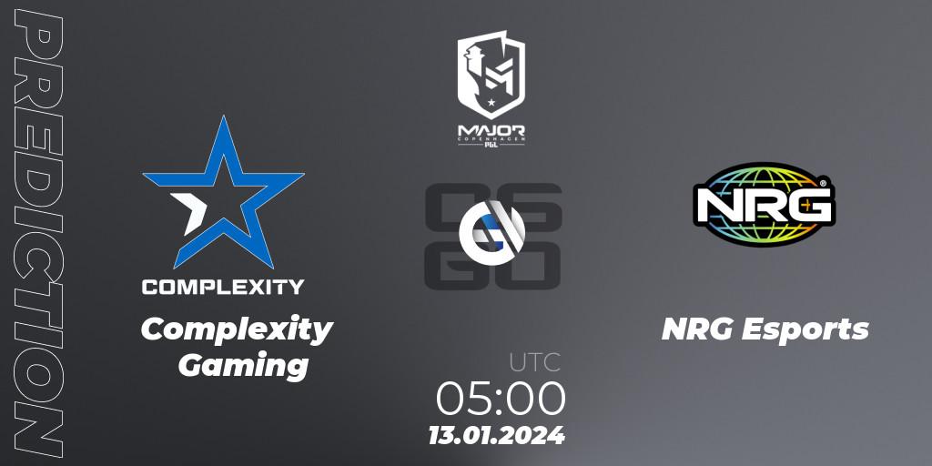 Complexity Gaming contre NRG Esports : prédiction de match. 13.01.2024 at 05:10. Counter-Strike (CS2), PGL CS2 Major Copenhagen 2024 North America RMR Closed Qualifier