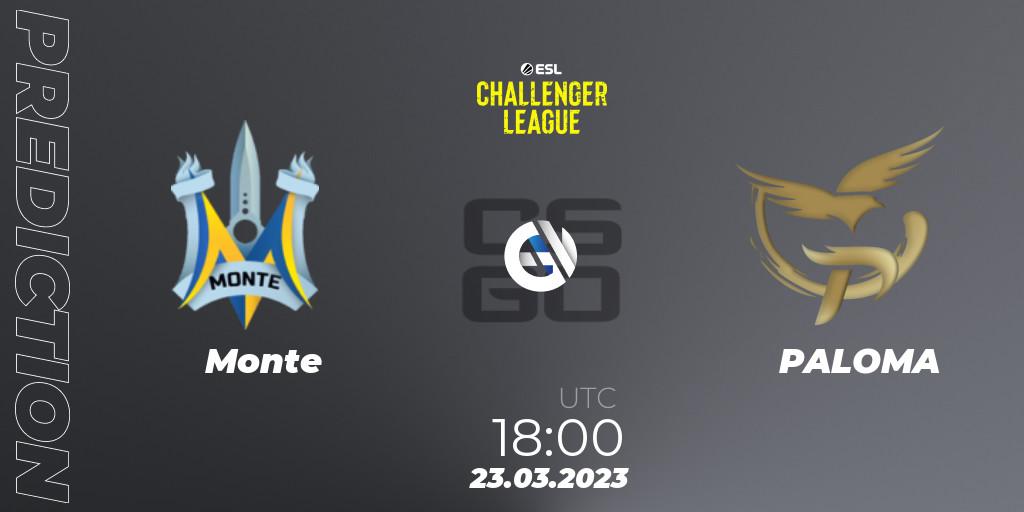 Monte contre PALOMA : prédiction de match. 23.03.23. CS2 (CS:GO), ESL Challenger League Season 44: Europe