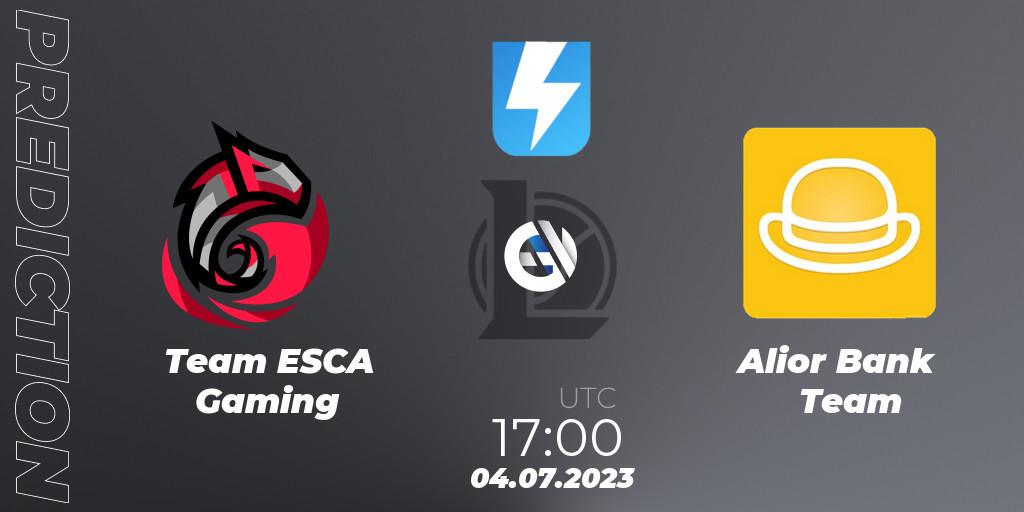 Team ESCA Gaming contre Alior Bank Team : prédiction de match. 27.06.2023 at 16:00. LoL, Ultraliga Season 10 2023 Regular Season