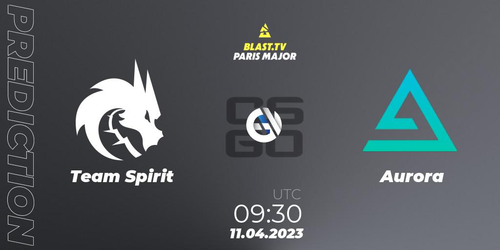 Team Spirit contre Aurora : prédiction de match. 11.04.23. CS2 (CS:GO), BLAST.tv Paris Major 2023 Europe RMR B