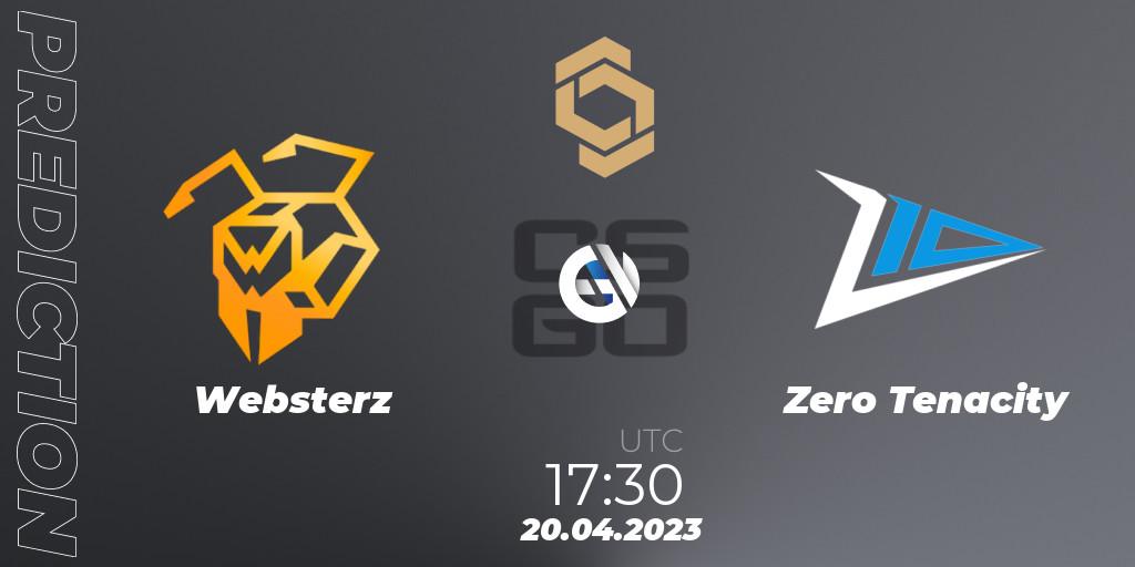 Websterz contre Zero Tenacity : prédiction de match. 20.04.2023 at 18:00. Counter-Strike (CS2), CCT South Europe Series #4: Closed Qualifier