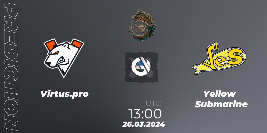 Virtus.pro contre Yellow Submarine : prédiction de match. 26.03.24. Dota 2, PGL Wallachia Season 1: Eastern Europe Closed Qualifier