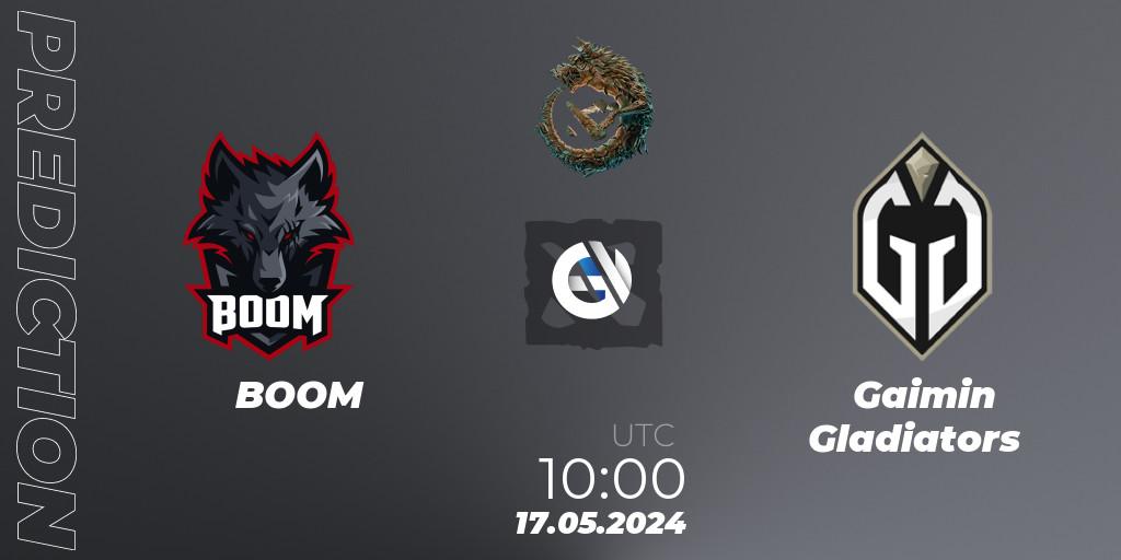 BOOM contre Gaimin Gladiators : prédiction de match. 17.05.2024 at 12:00. Dota 2, PGL Wallachia Season 1