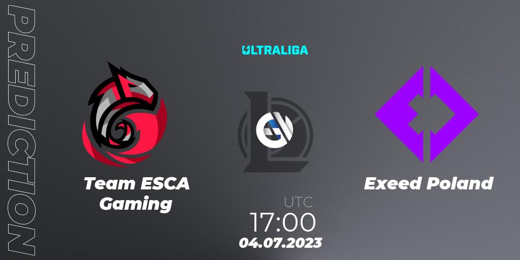 Team ESCA Gaming contre Exeed Poland : prédiction de match. 04.07.2023 at 17:00. LoL, Ultraliga Season 10 2023 Regular Season