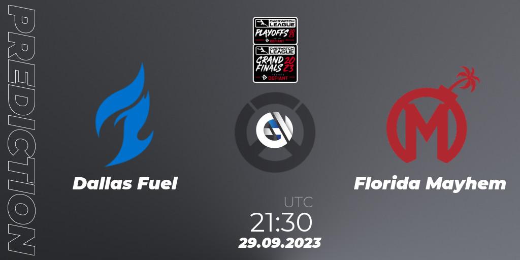 Dallas Fuel contre Florida Mayhem : prédiction de match. 29.09.2023 at 21:30. Overwatch, Overwatch League 2023 - Playoffs