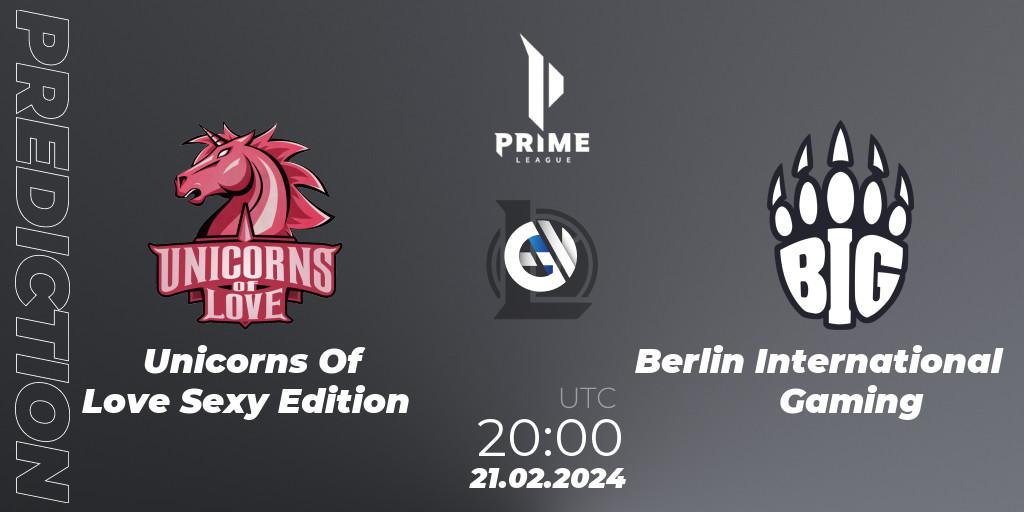 Unicorns Of Love Sexy Edition contre Berlin International Gaming : prédiction de match. 21.02.24. LoL, Prime League Spring 2024 - Group Stage