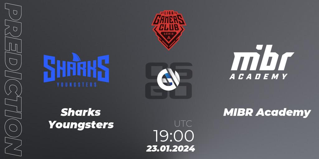 Sharks Youngsters contre MIBR Academy : prédiction de match. 23.01.2024 at 19:00. Counter-Strike (CS2), Gamers Club Liga Série A: January 2024