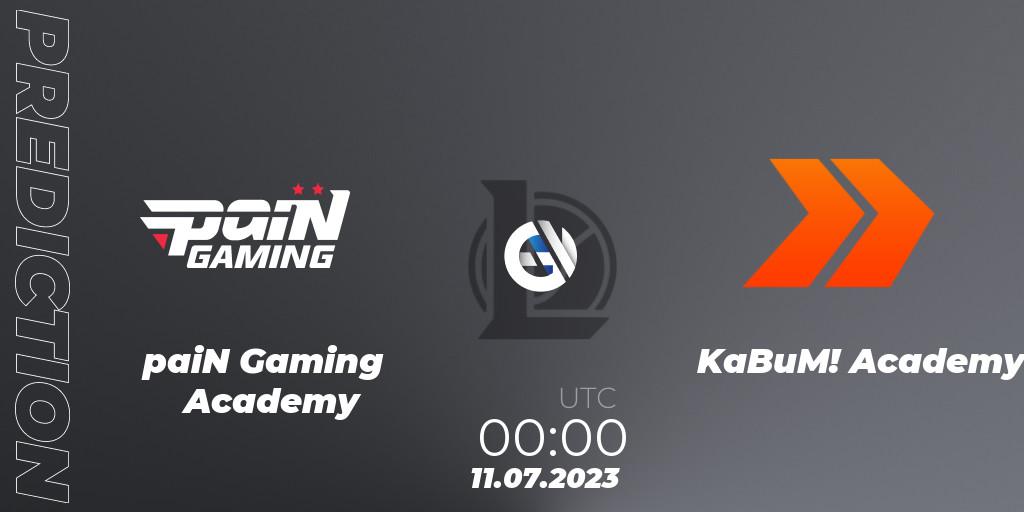 paiN Gaming Academy contre KaBuM! Academy : prédiction de match. 11.07.2023 at 00:00. LoL, CBLOL Academy Split 2 2023 - Group Stage