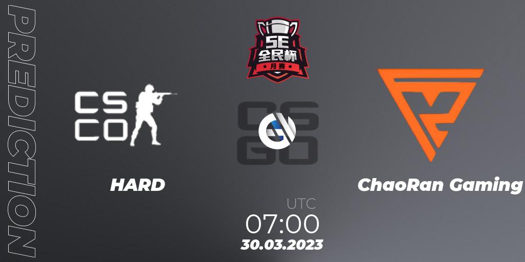 HARD contre ChaoRan Gaming : prédiction de match. 30.03.23. CS2 (CS:GO), 5E Open Cup: February 2023