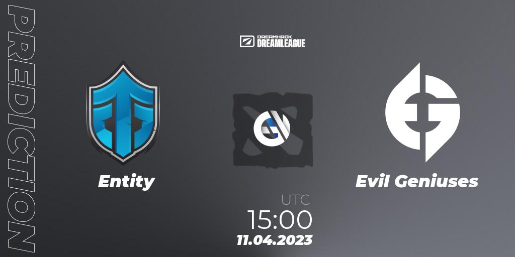 Entity contre Evil Geniuses : prédiction de match. 11.04.2023 at 15:00. Dota 2, DreamLeague Season 19 - Group Stage 1