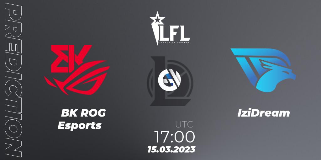 BK ROG Esports contre IziDream : prédiction de match. 15.03.2023 at 17:00. LoL, LFL Spring 2023 - Group Stage