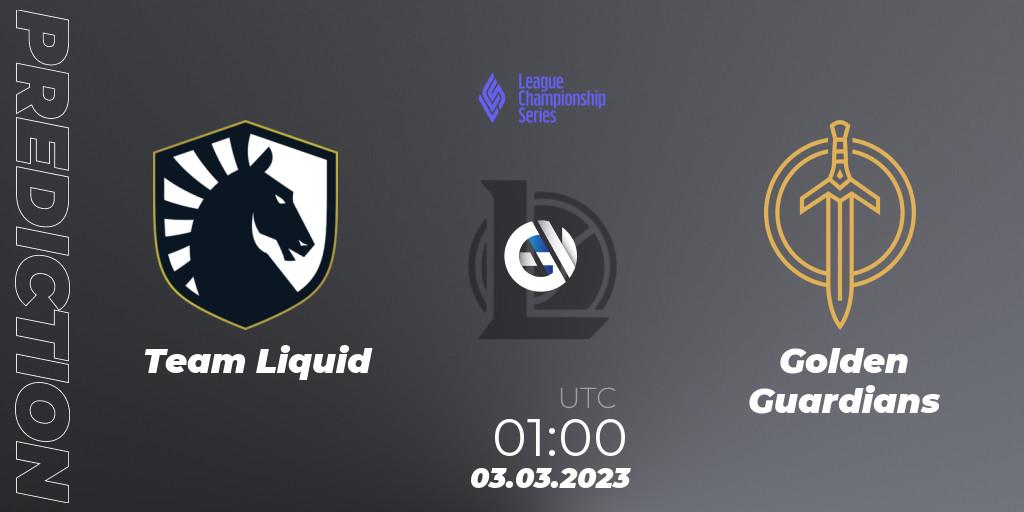 Team Liquid contre Golden Guardians : prédiction de match. 03.03.23. LoL, LCS Spring 2023 - Group Stage