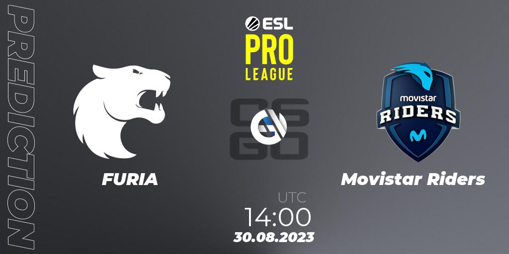FURIA contre Movistar Riders : prédiction de match. 30.08.2023 at 14:00. Counter-Strike (CS2), ESL Pro League Season 18