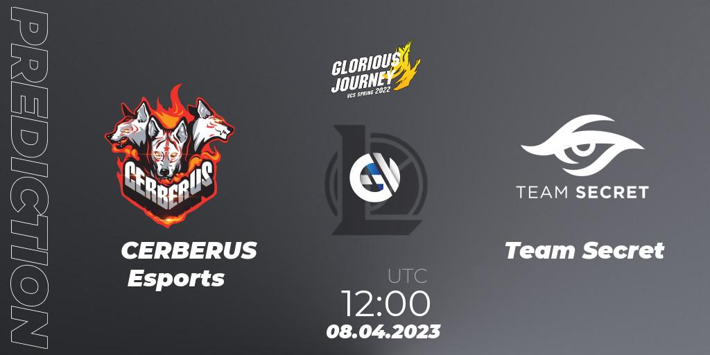 CERBERUS Esports contre Team Secret : prédiction de match. 08.04.2023 at 12:00. LoL, VCS Spring 2023 - Group Stage