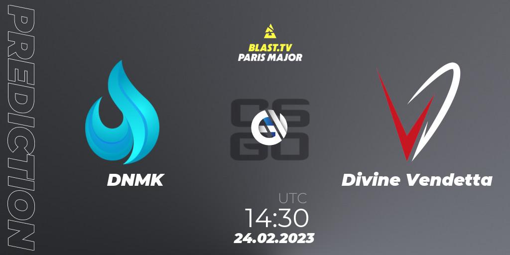 DNMK contre Divine Vendetta : prédiction de match. 24.02.23. CS2 (CS:GO), BLAST.tv Paris Major 2023 Middle East RMR Closed Qualifier