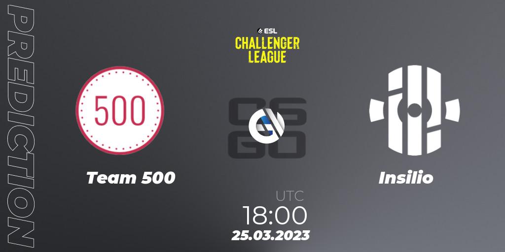 Team 500 contre Insilio : prédiction de match. 25.03.23. CS2 (CS:GO), ESL Challenger League Season 44 Relegation: Europe