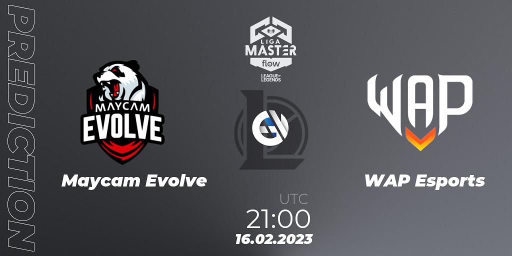 Maycam Evolve contre WAP Esports : prédiction de match. 16.02.2023 at 21:00. LoL, Liga Master Opening 2023 - Group Stage