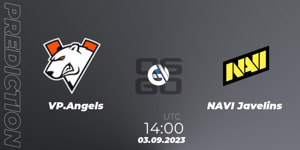 VP.Angels contre NAVI Javelins : prédiction de match. 03.09.2023 at 14:00. Counter-Strike (CS2), ESL Impact Summer 2023 Cash Cup 5 Europe