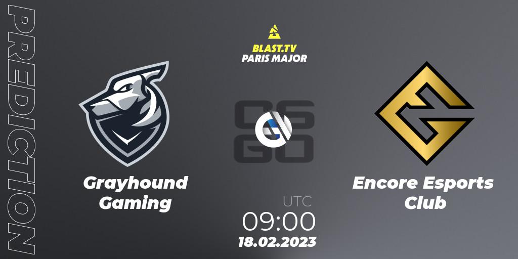 Grayhound Gaming contre Encore Esports Club : prédiction de match. 18.02.2023 at 09:00. Counter-Strike (CS2), BLAST.tv Paris Major 2023 Oceania RMR Closed Qualifier
