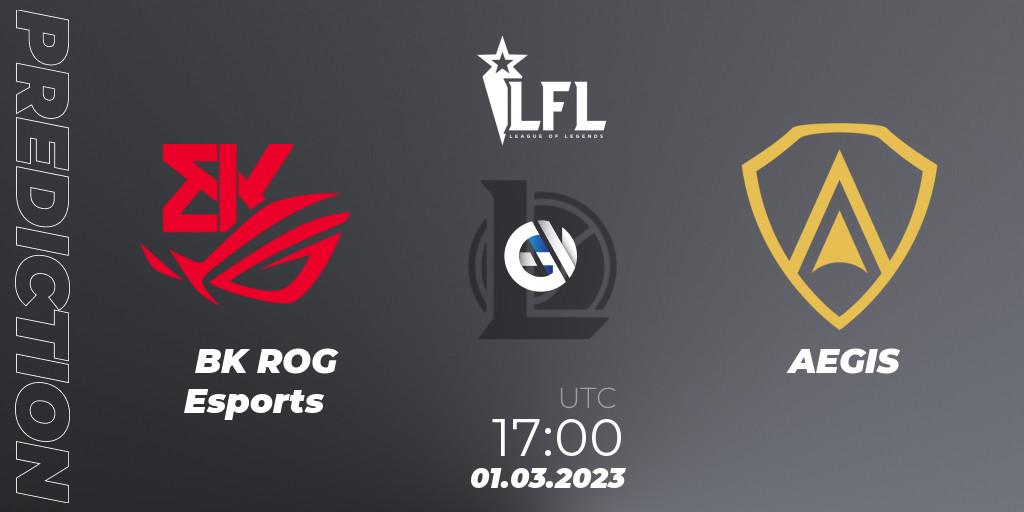 BK ROG Esports contre AEGIS : prédiction de match. 01.03.2023 at 17:00. LoL, LFL Spring 2023 - Group Stage