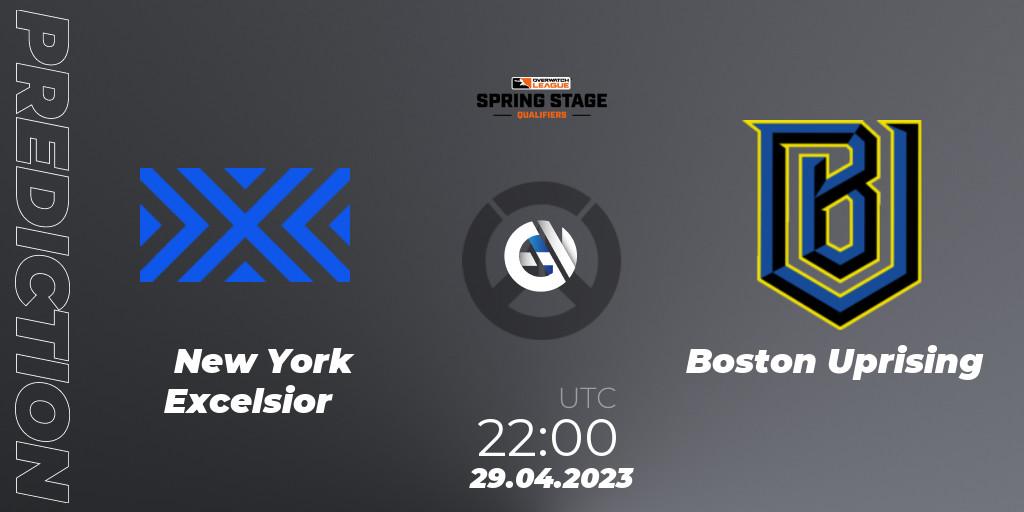 New York Excelsior contre Boston Uprising : prédiction de match. 29.04.2023 at 22:00. Overwatch, OWL Stage Qualifiers Spring 2023 West
