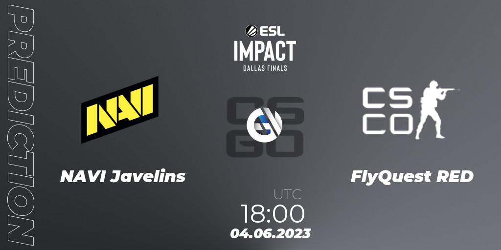 NAVI Javelins contre FlyQuest RED : prédiction de match. 04.06.2023 at 17:20. Counter-Strike (CS2), ESL Impact League Season 3