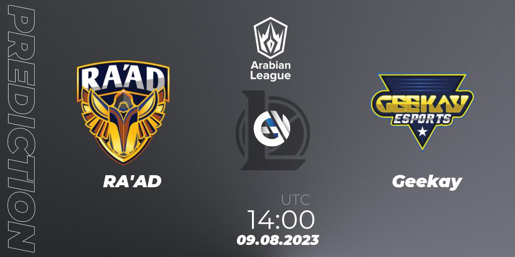 RA'AD contre Geekay : prédiction de match. 09.08.23. LoL, Arabian League Summer 2023 - Playoffs