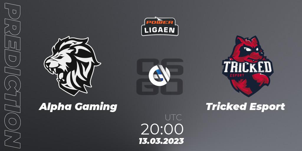 Alpha Gaming contre Tricked Esport : prédiction de match. 13.03.2023 at 20:00. Counter-Strike (CS2), Dust2.dk Ligaen Season 22
