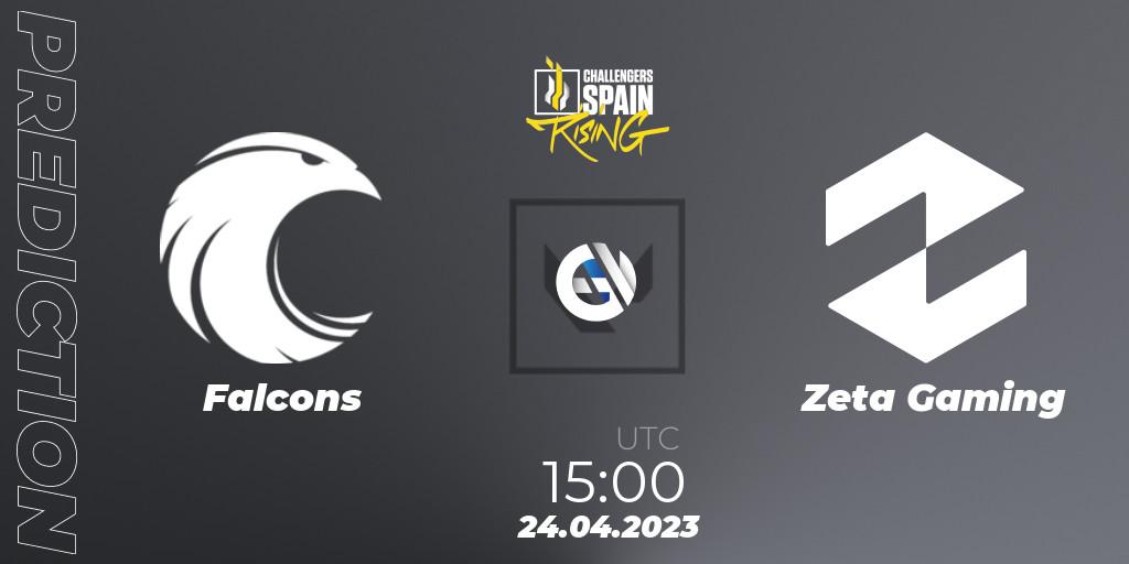 Falcons contre Zeta Gaming : prédiction de match. 24.04.2023 at 15:00. VALORANT, VALORANT Challengers 2023 Spain: Rising Split 2