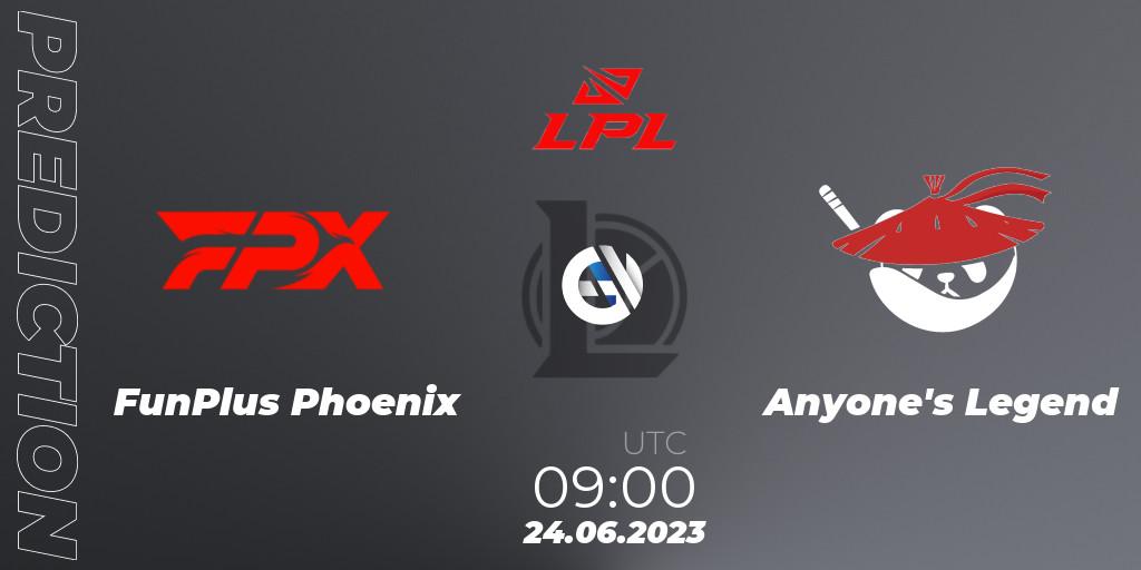 FunPlus Phoenix contre Anyone's Legend : prédiction de match. 24.06.23. LoL, LPL Summer 2023 Regular Season