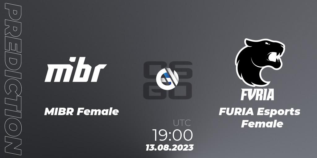 MIBR Female contre FURIA Esports Female : prédiction de match. 13.08.2023 at 19:00. Counter-Strike (CS2), Gamers Club Women Masters VII