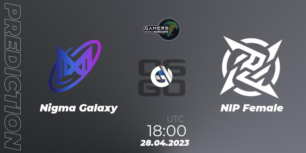 Nigma Galaxy contre NIP Female : prédiction de match. 28.04.2023 at 18:00. Counter-Strike (CS2), Gamers Without Borders Women Charity Cup 2023