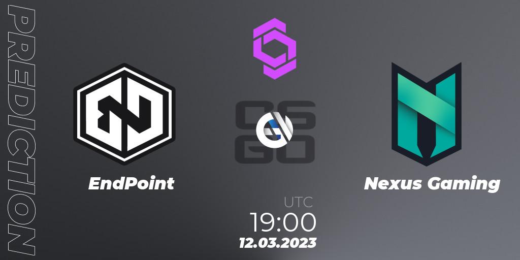 EndPoint contre Nexus Gaming : prédiction de match. 12.03.2023 at 20:50. Counter-Strike (CS2), CCT West Europe Series #2