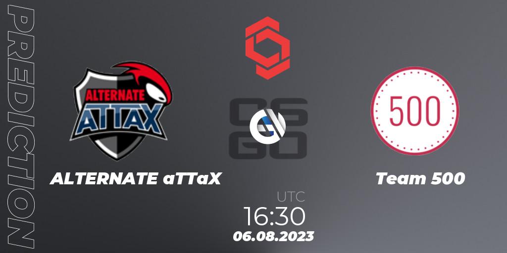 ALTERNATE aTTaX contre Team 500 : prédiction de match. 06.08.2023 at 18:05. Counter-Strike (CS2), CCT Central Europe Series #7
