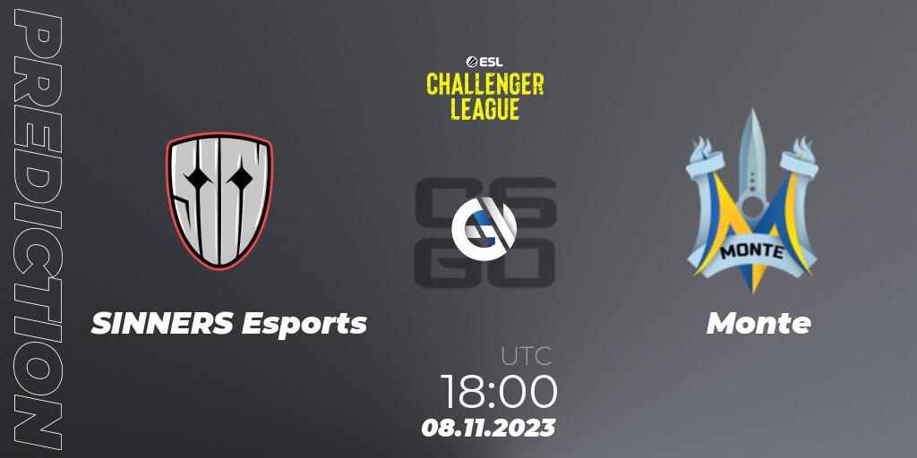 SINNERS Esports contre Monte : prédiction de match. 08.11.23. CS2 (CS:GO), ESL Challenger League Season 46: Europe