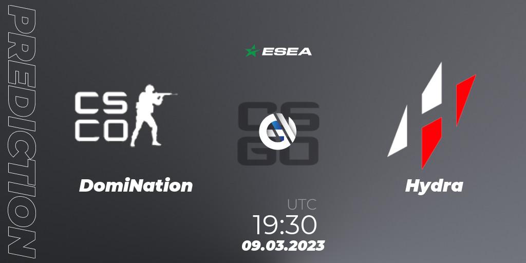 DomiNation eSports contre Hydra : prédiction de match. 09.03.2023 at 15:00. Counter-Strike (CS2), ESEA Season 44: Advanced Division - Europe