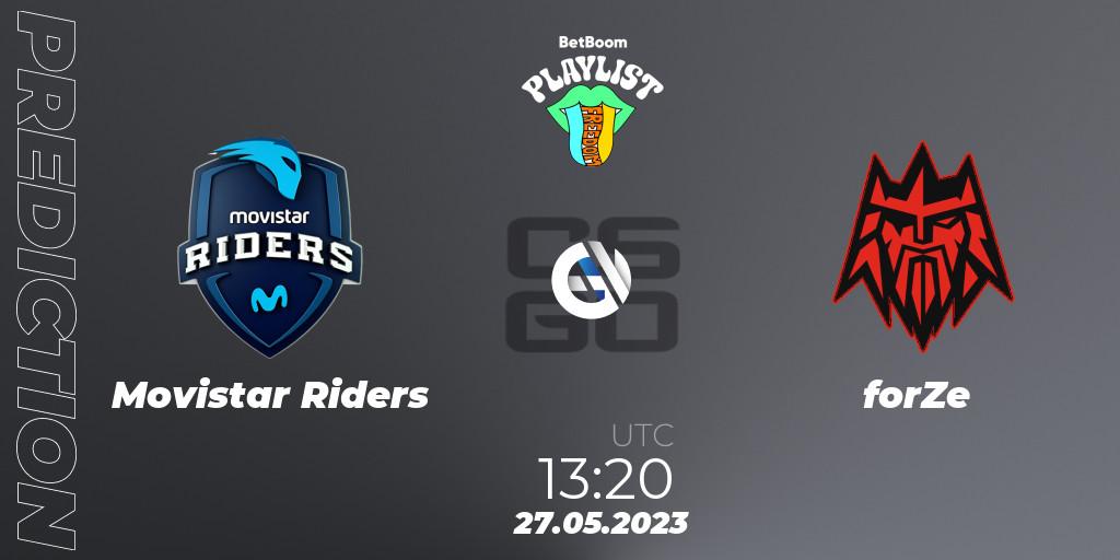 Movistar Riders contre forZe : prédiction de match. 27.05.2023 at 13:20. Counter-Strike (CS2), BetBoom Playlist. Freedom