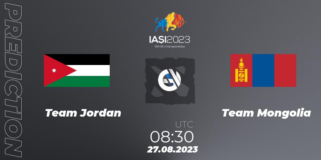 Team Jordan contre Team Mongolia : prédiction de match. 27.08.2023 at 11:30. Dota 2, IESF World Championship 2023