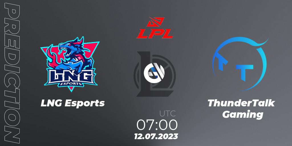 LNG Esports contre ThunderTalk Gaming : prédiction de match. 12.07.23. LoL, LPL Summer 2023 Regular Season