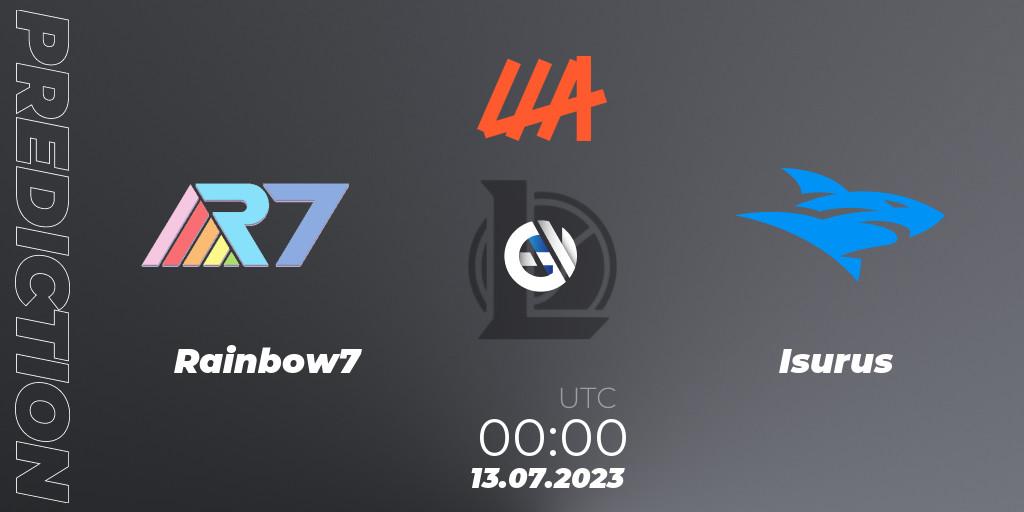 Rainbow7 contre Isurus : prédiction de match. 13.07.23. LoL, LLA Closing 2023 - Group Stage