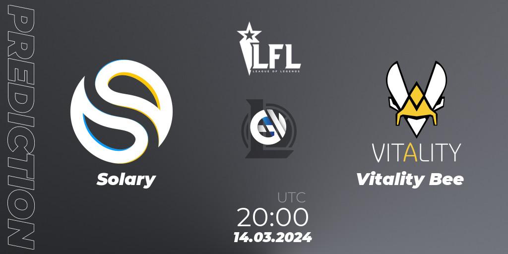 Solary contre Vitality Bee : prédiction de match. 14.03.24. LoL, LFL Spring 2024