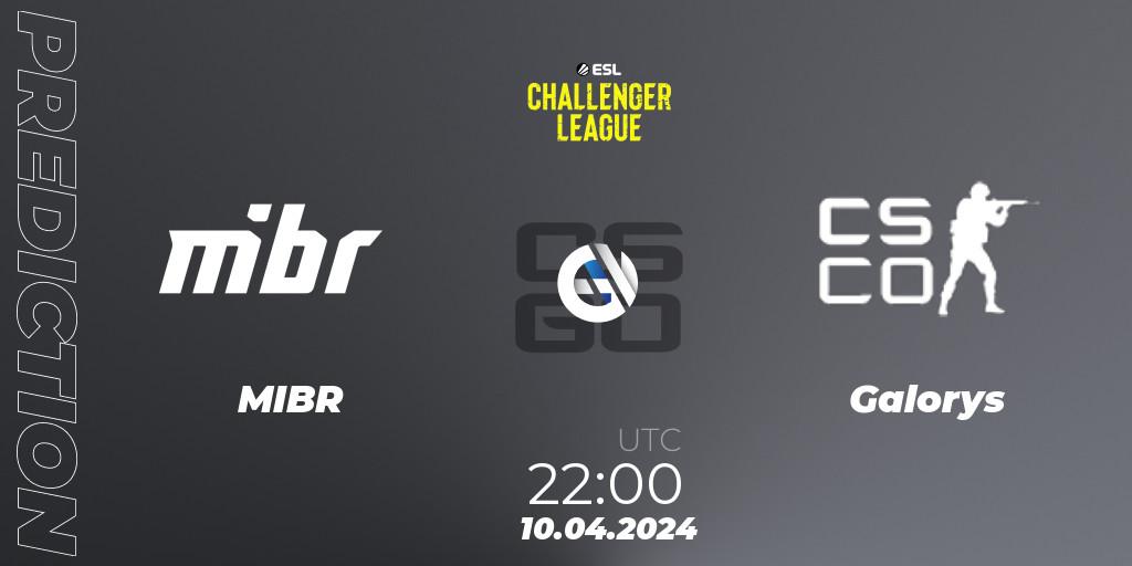 MIBR contre Galorys : prédiction de match. 10.04.2024 at 22:00. Counter-Strike (CS2), ESL Challenger League Season 47: South America