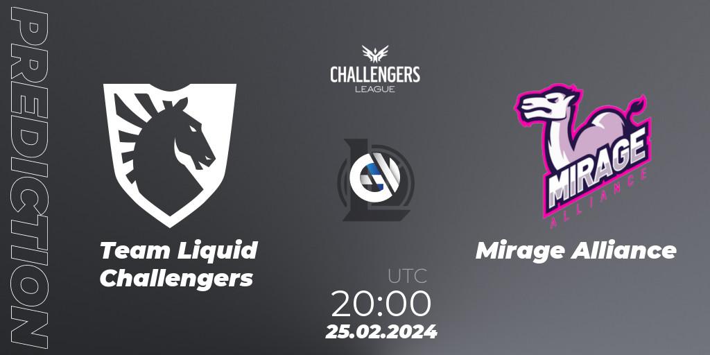 Team Liquid Challengers contre Mirage Alliance : prédiction de match. 25.02.24. LoL, NACL 2024 Spring - Group Stage