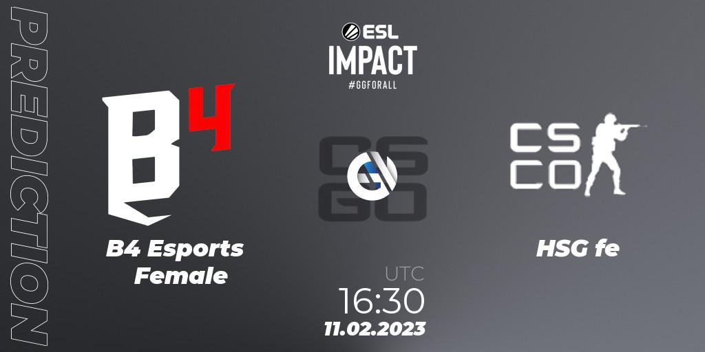 B4 Esports Female contre HSG : prédiction de match. 11.02.23. CS2 (CS:GO), ESL Impact Katowice 2023