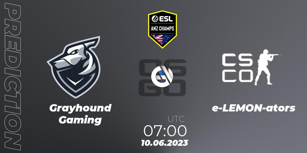 Grayhound Gaming contre e-LEMON-ators : prédiction de match. 10.06.23. CS2 (CS:GO), ESL ANZ Champs Season 16