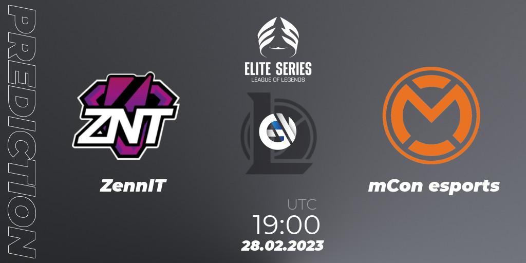 ZennIT contre mCon esports : prédiction de match. 28.02.2023 at 19:00. LoL, Elite Series Spring 2023 - Group Stage