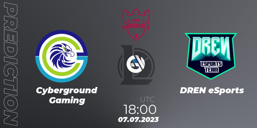 Cyberground Gaming contre DREN eSports : prédiction de match. 07.07.2023 at 18:00. LoL, PG Nationals Summer 2023